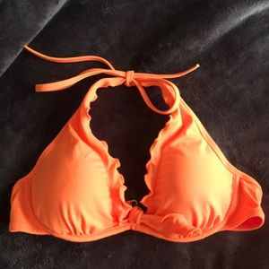 Orange halter bikini top